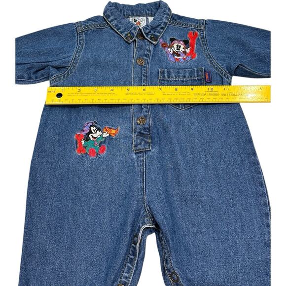RARE Mickey & Co Disney 6-9 Mos Denim Long Sleeve Overalls Embroidered Mickey - Picture 5 of 14